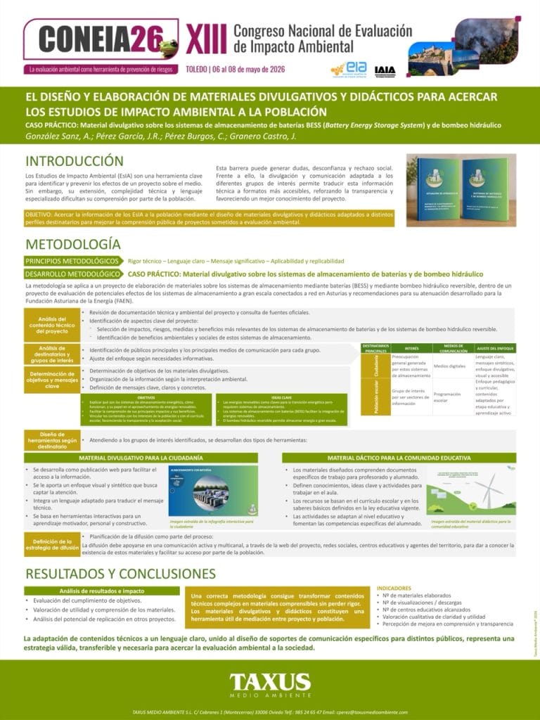 El diseño y elaboración de materiales divulgativos y didácticos para acercar los estudios de impacto ambiental a la población