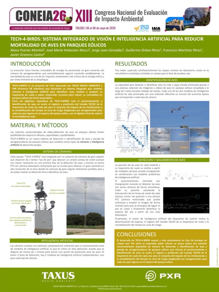TECH-4-BIRDS: Sistema integrado de visión e inteligencia artificial para reducir mortalidad de aves en parques eólicos